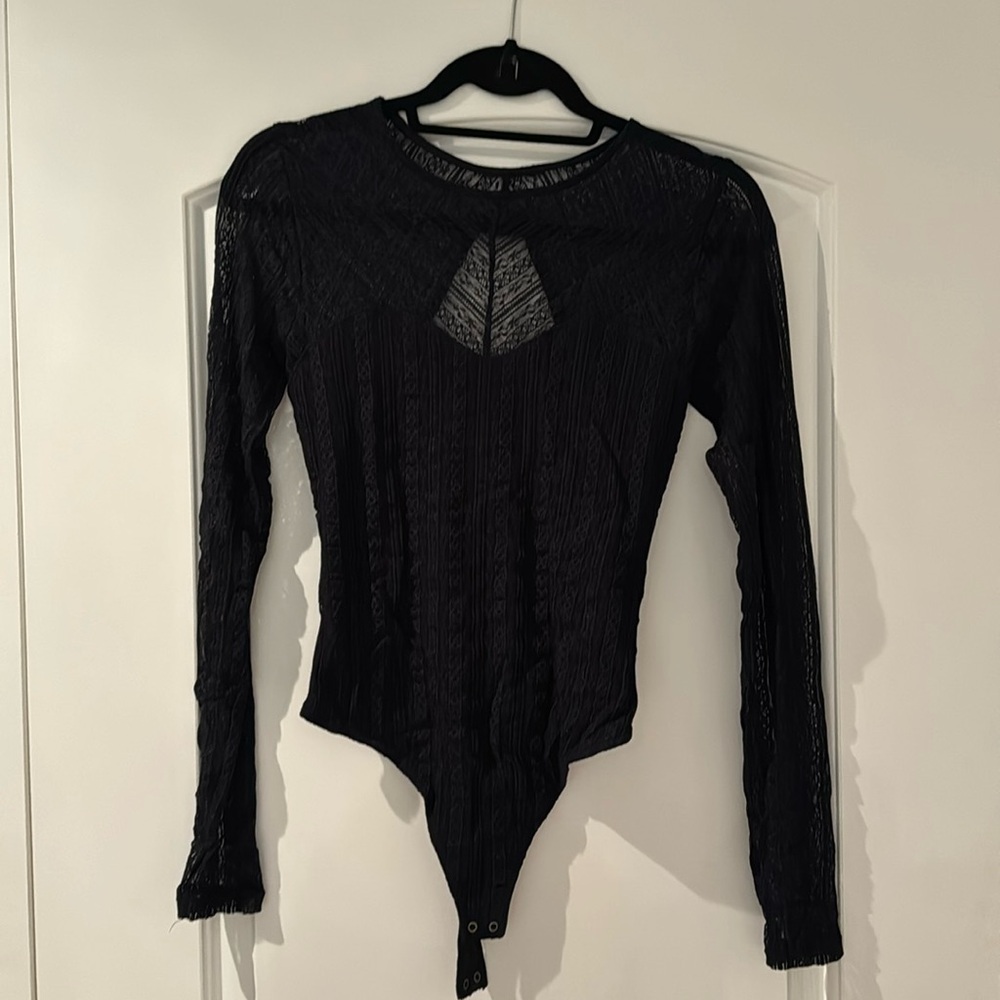 Abercrombie open back black lace body suit